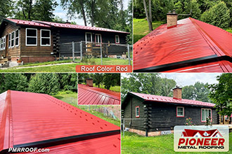 Log Cabin with a Red Metal Roof