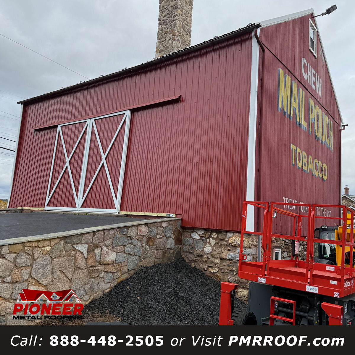 Red and White Metal Building Barn Restoration